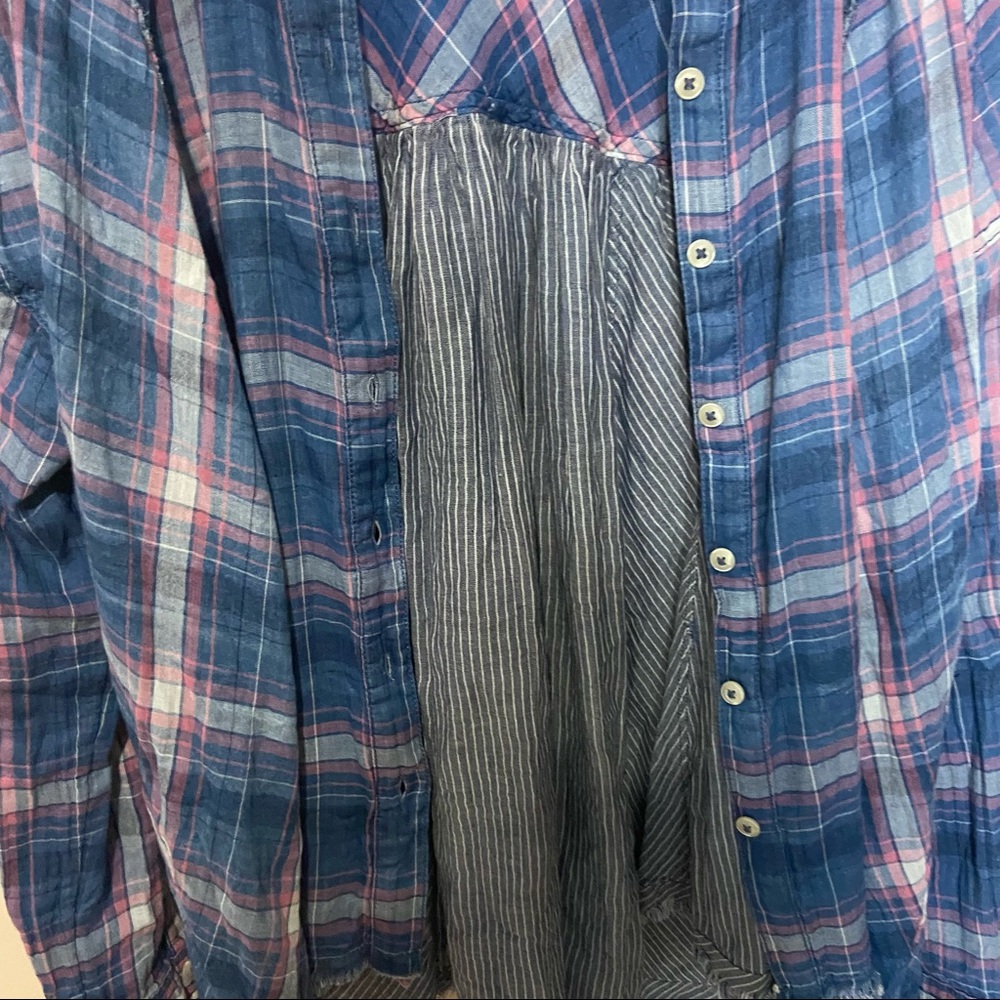 FREE PEOPLE SEEKING STARLIGHT PLAID FLANNEL SHIRT SIZE MEDIUM - Picture 5 of 11